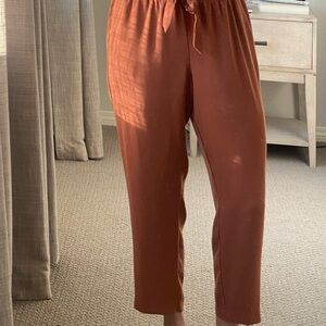 LOFT Drawstring Pants in Rust Brown